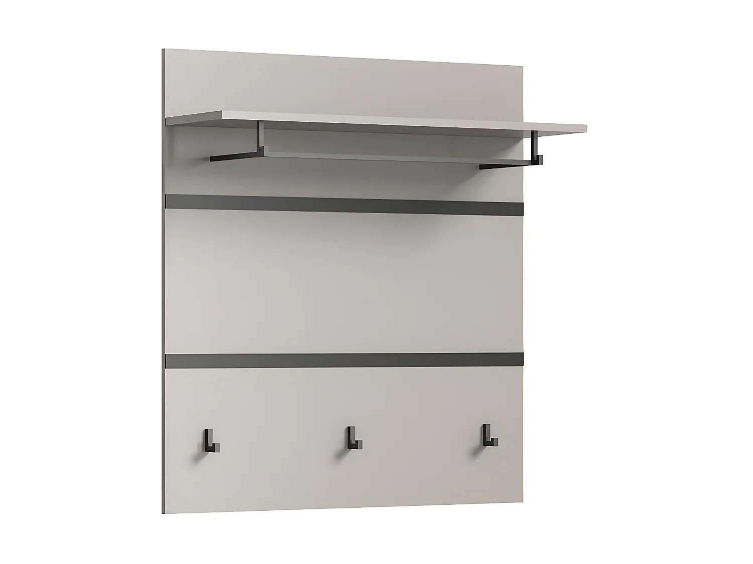 Jaru penderie murale 1 tablette, 1 barre de suspension, 3 crochets pour vêtements gris,noir.