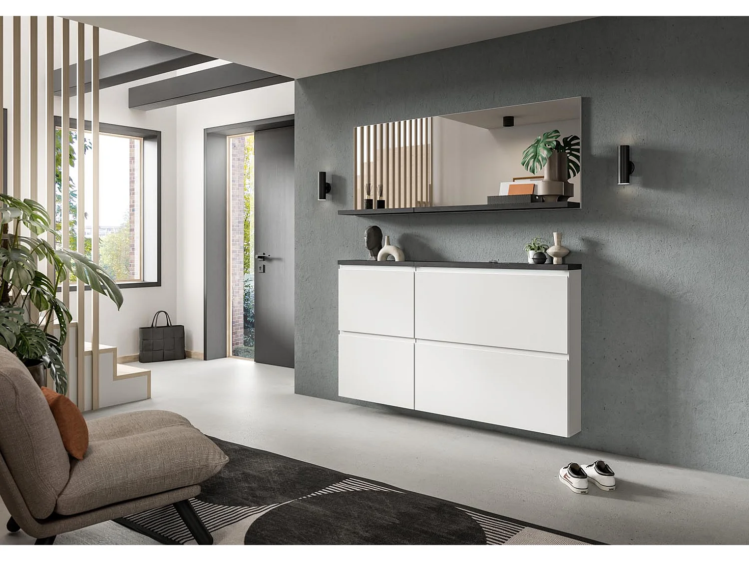 Shoelove Spiegel 1 Ablage 60x59cm weiß,grau.