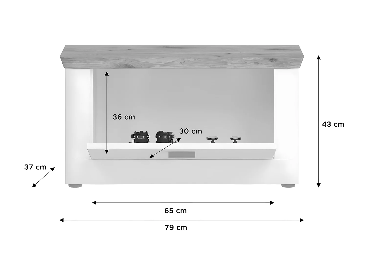 Michigan bank 1 klep mat wit,eik decor,wit.