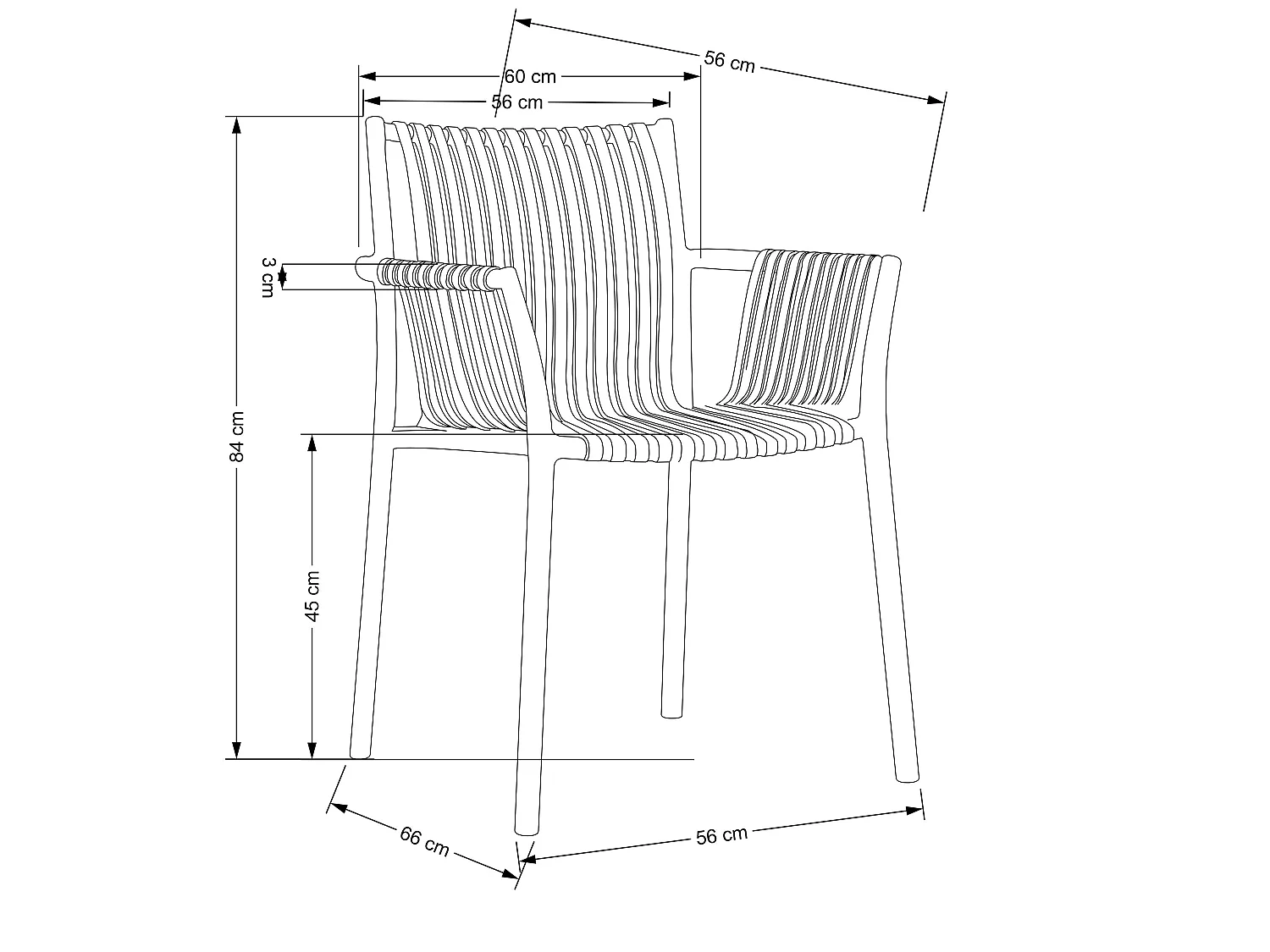 Chaise d'extérieur en polypropylène 60x45 cm