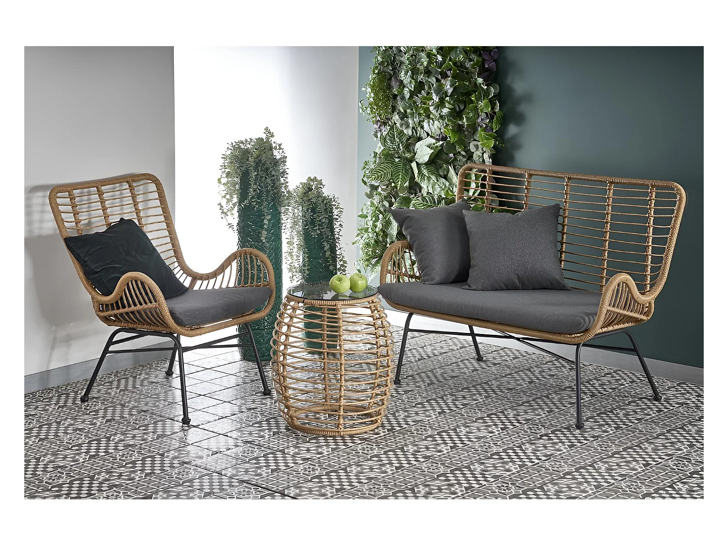 Sofa IKARO XL rattanowa/szara