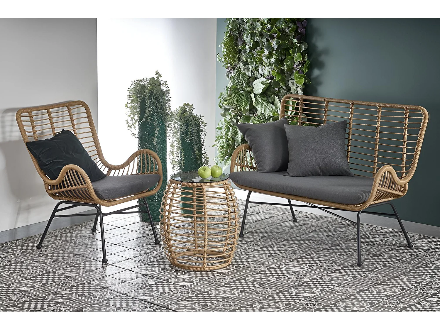 Sofa IKARO XL rattanowa/szara