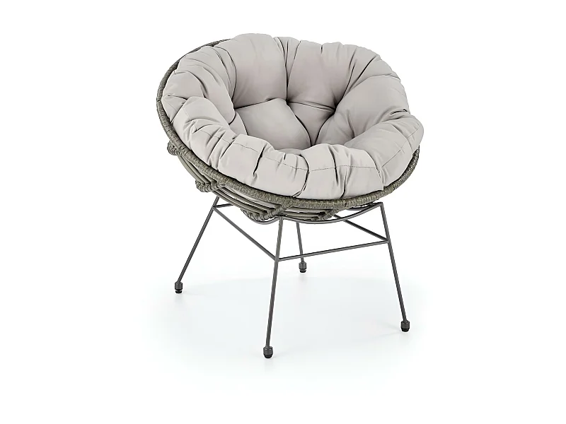 Poltrona relax Pino/Rattan/Grigio