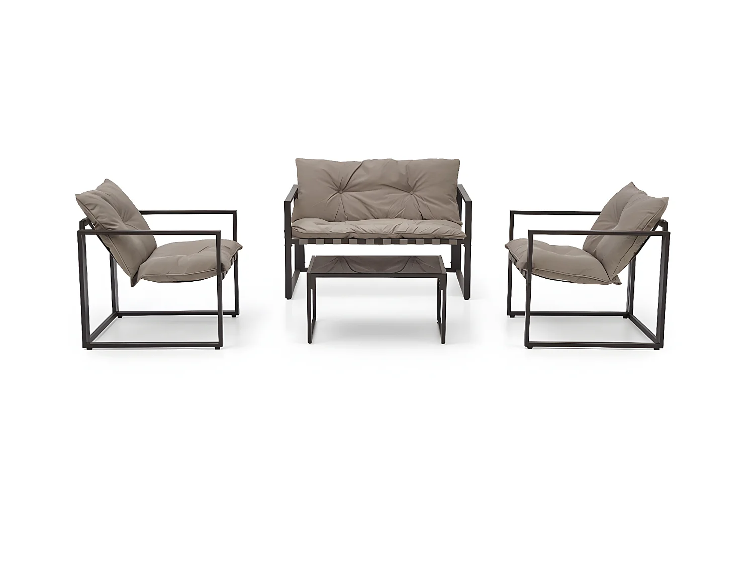 Salon de jardin Shark/Tissu&Métal/Marron