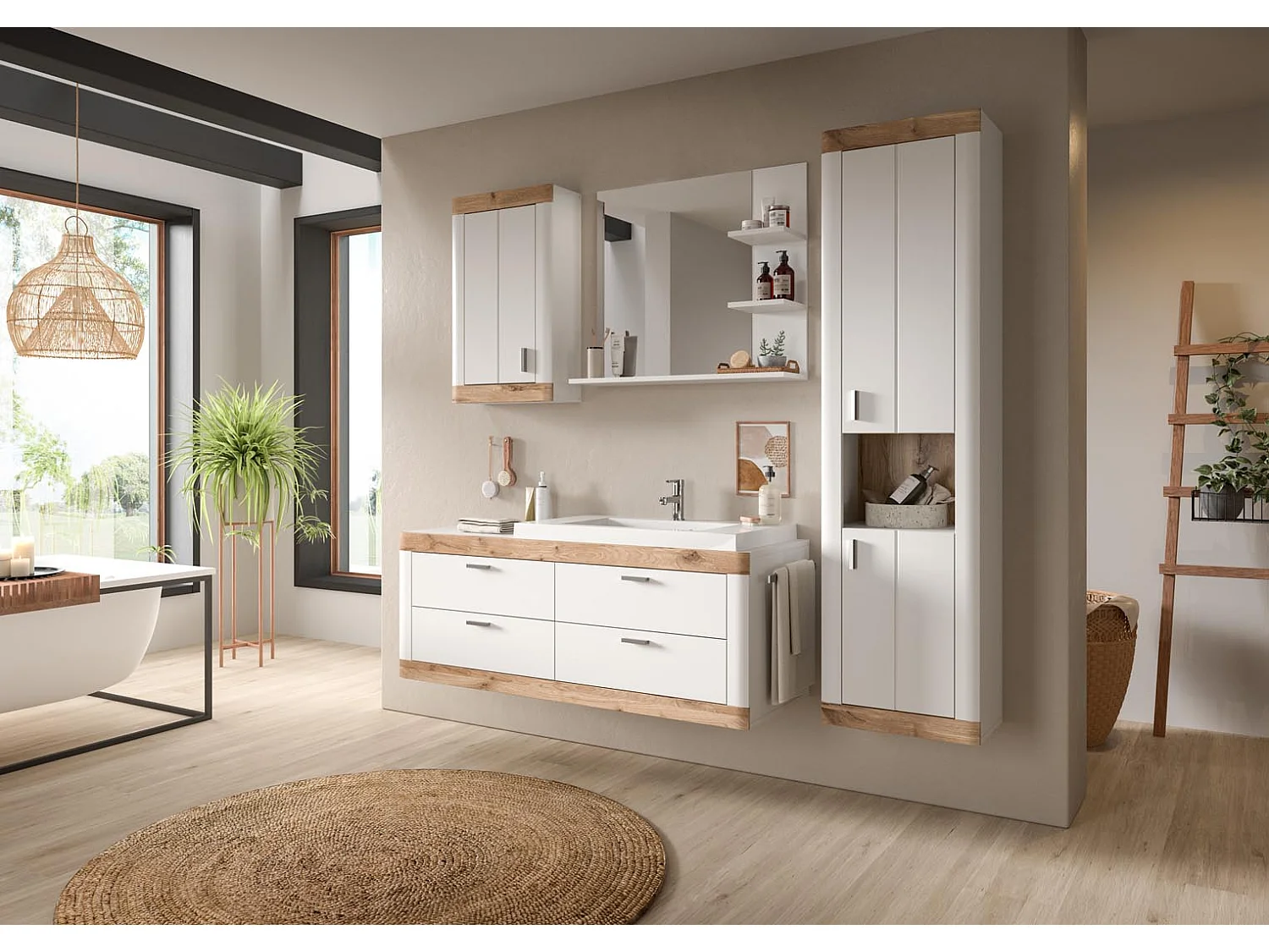 Laredo Bad Spiegel 80cm 3 Ablagen weiß.