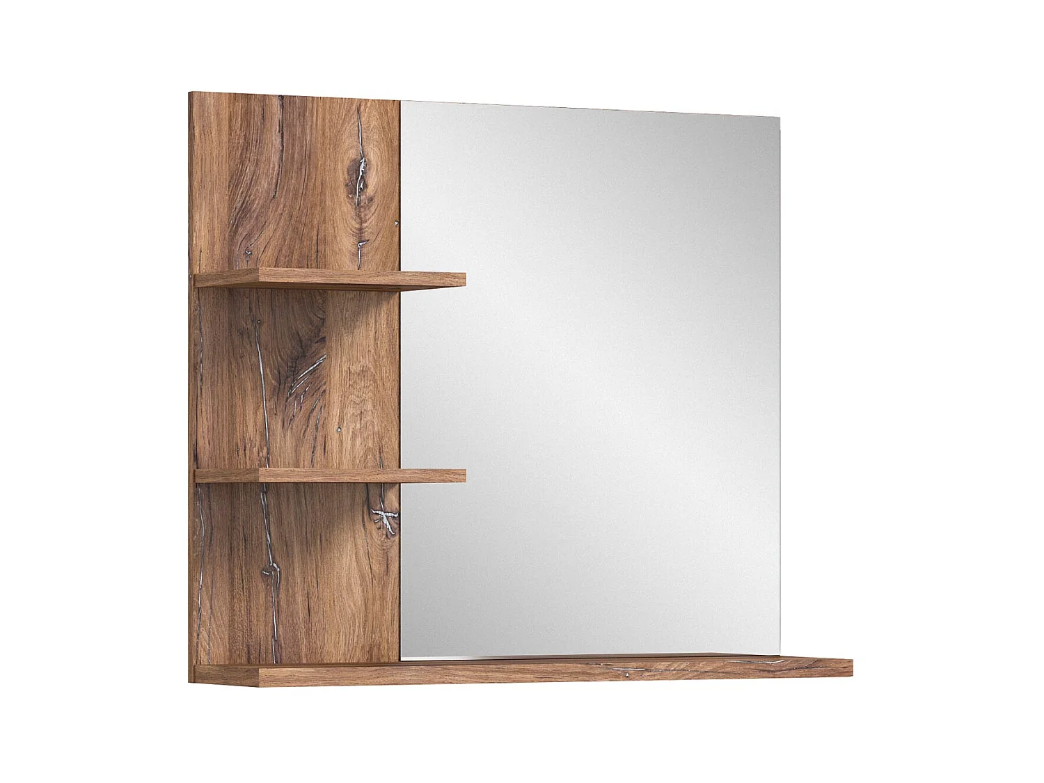 Ramon miroir de salle de bain 80cm 3 tablettes gris,chêne décor.