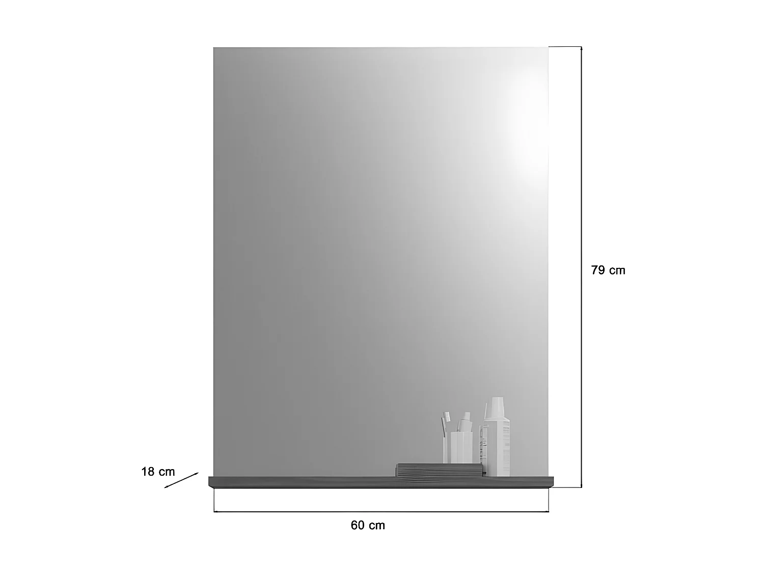 Scout miroir de salle de bain 60cm 1 tablette brillant blanc,enfumé.