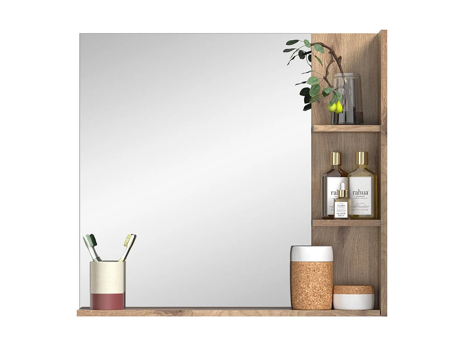 Mason spiegel bad 80cm 3 planken eik decor.