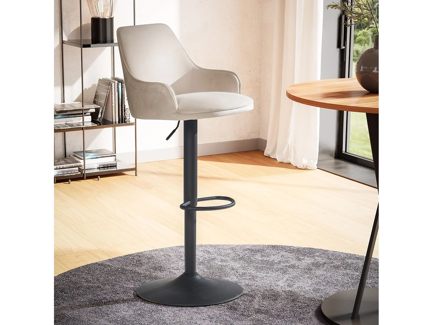 Tabouret de Bar Moderne Velours Chaise Fauteuil de Comptoir Moderne