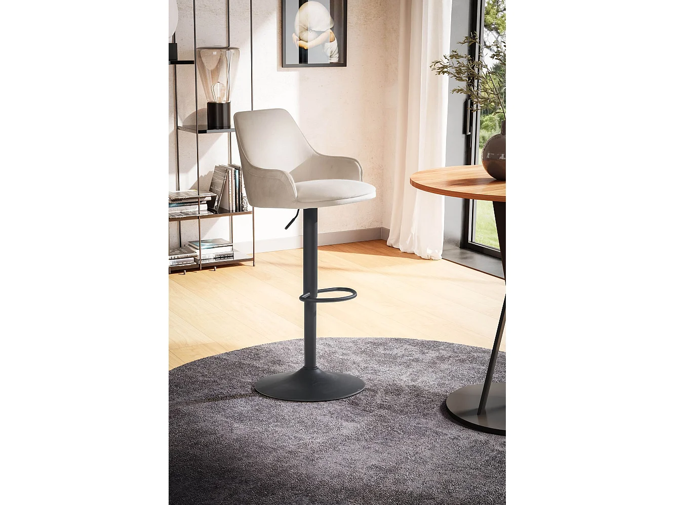 Tabouret de Bar Moderne Velours Chaise Fauteuil de Comptoir Moderne