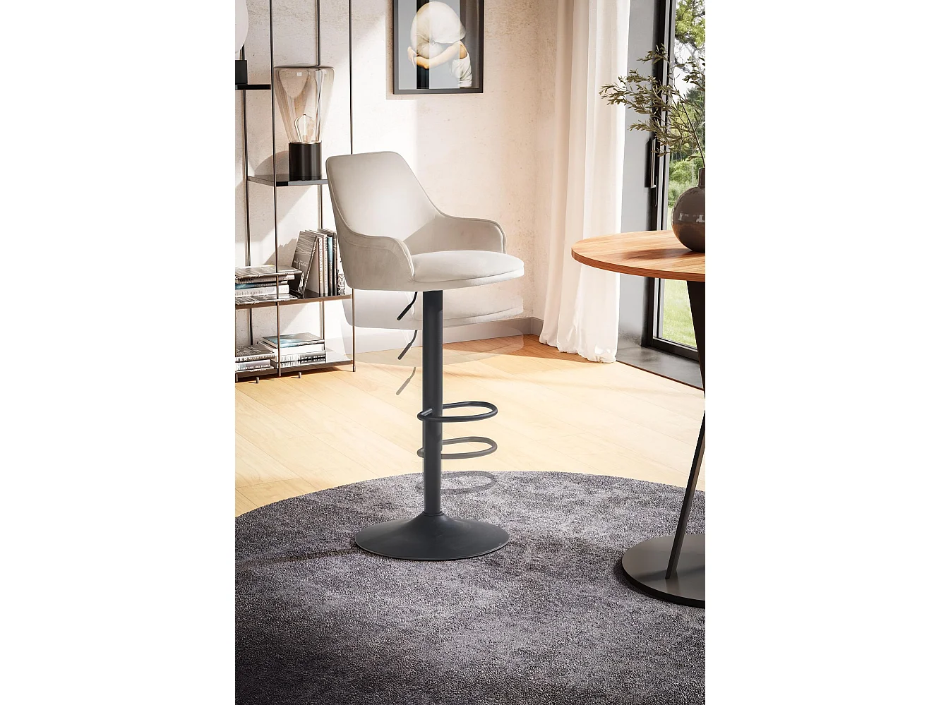 Tabouret de Bar Moderne Velours Chaise Fauteuil de Comptoir Moderne