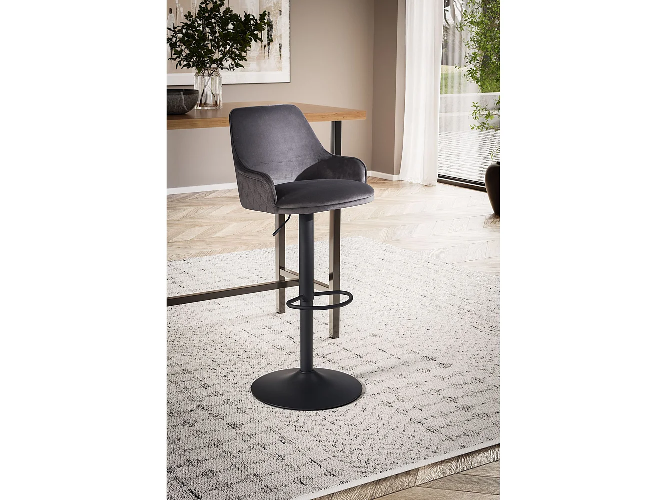 Tabouret de Bar Moderne Velours Chaise Fauteuil de Comptoir Moderne