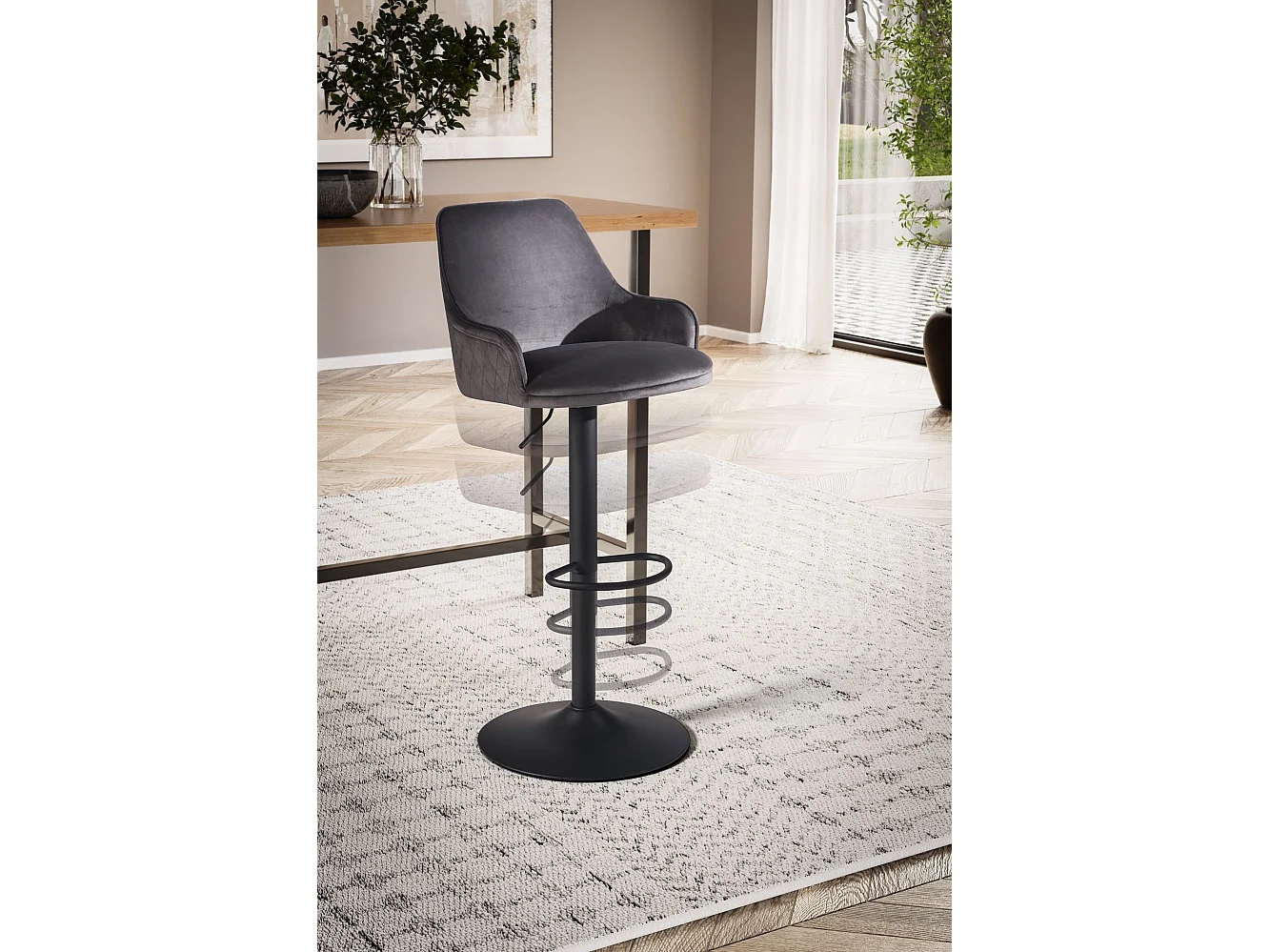 Tabouret de Bar Moderne Velours Chaise Fauteuil de Comptoir Moderne