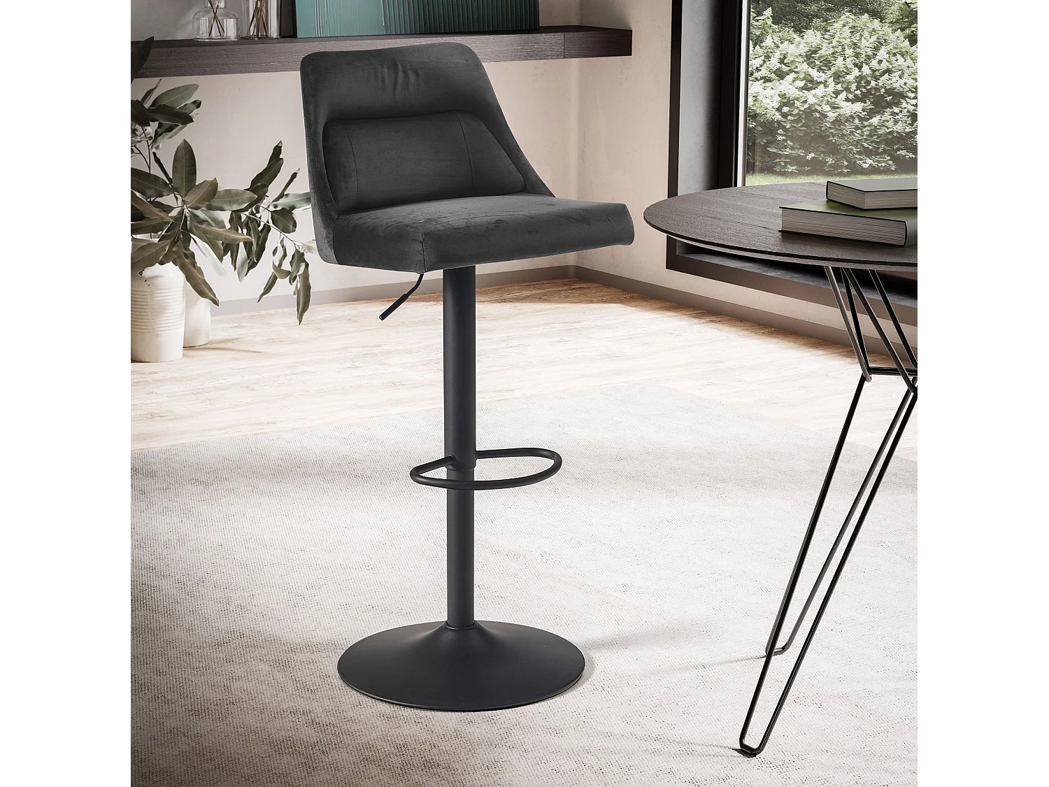 Sgabello da Bar Velluto Metallo Regolabile Sgabello da Cucina Tessuto