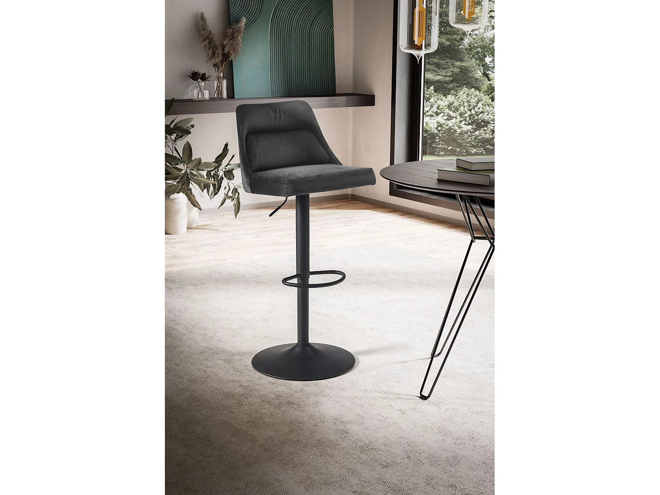 Sgabello da Bar Velluto Metallo Regolabile Sgabello da Cucina Tessuto