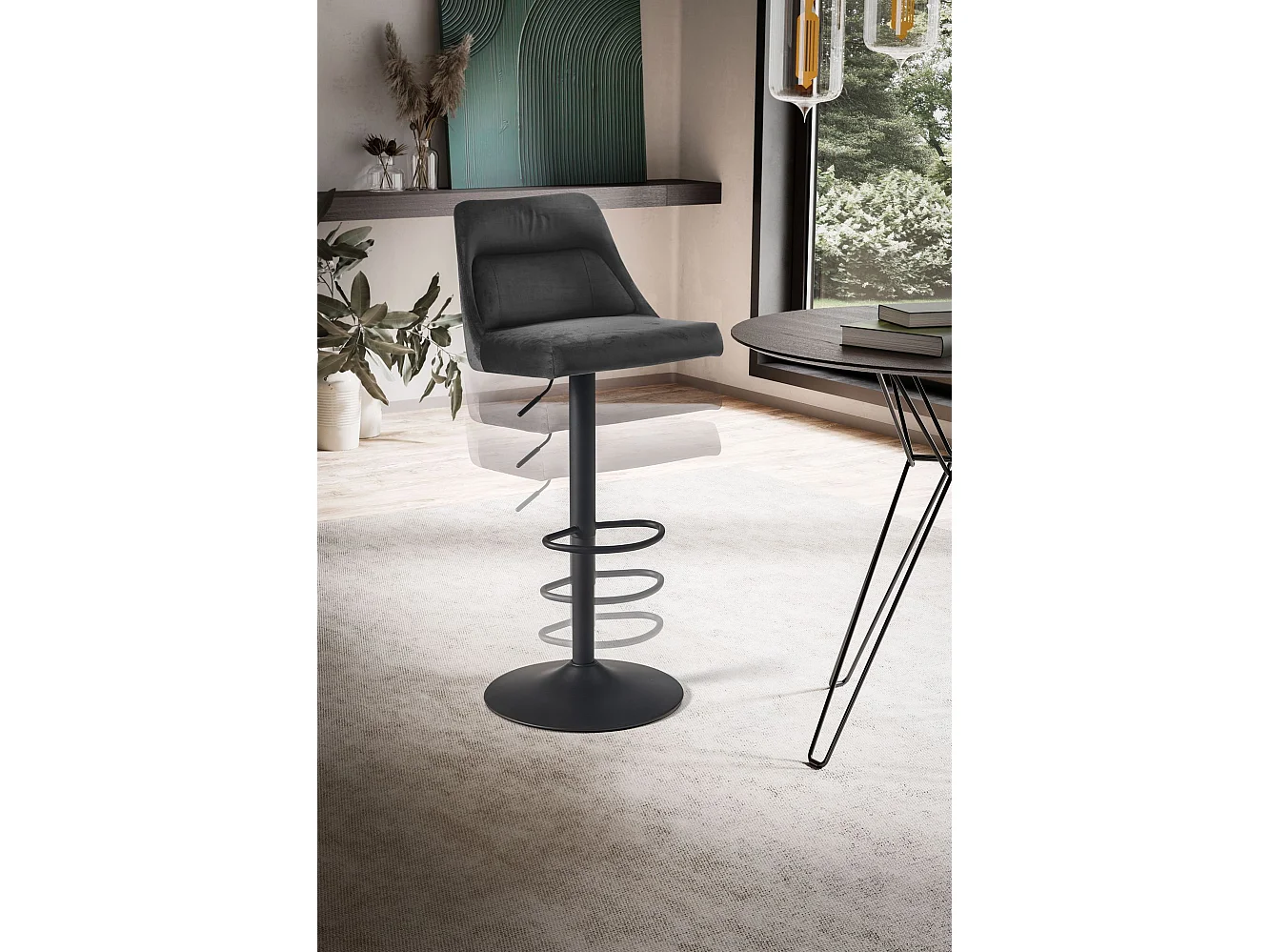 Sgabello da Bar Velluto Metallo Regolabile Sgabello da Cucina Tessuto