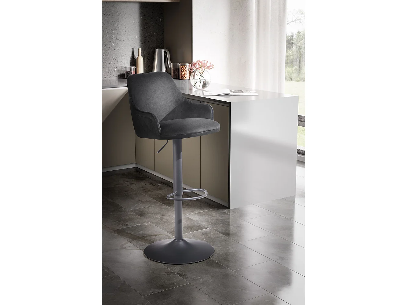 Sgabello da Bar Velluto Metallo Regolabile Sgabello da Cucina Tessuto