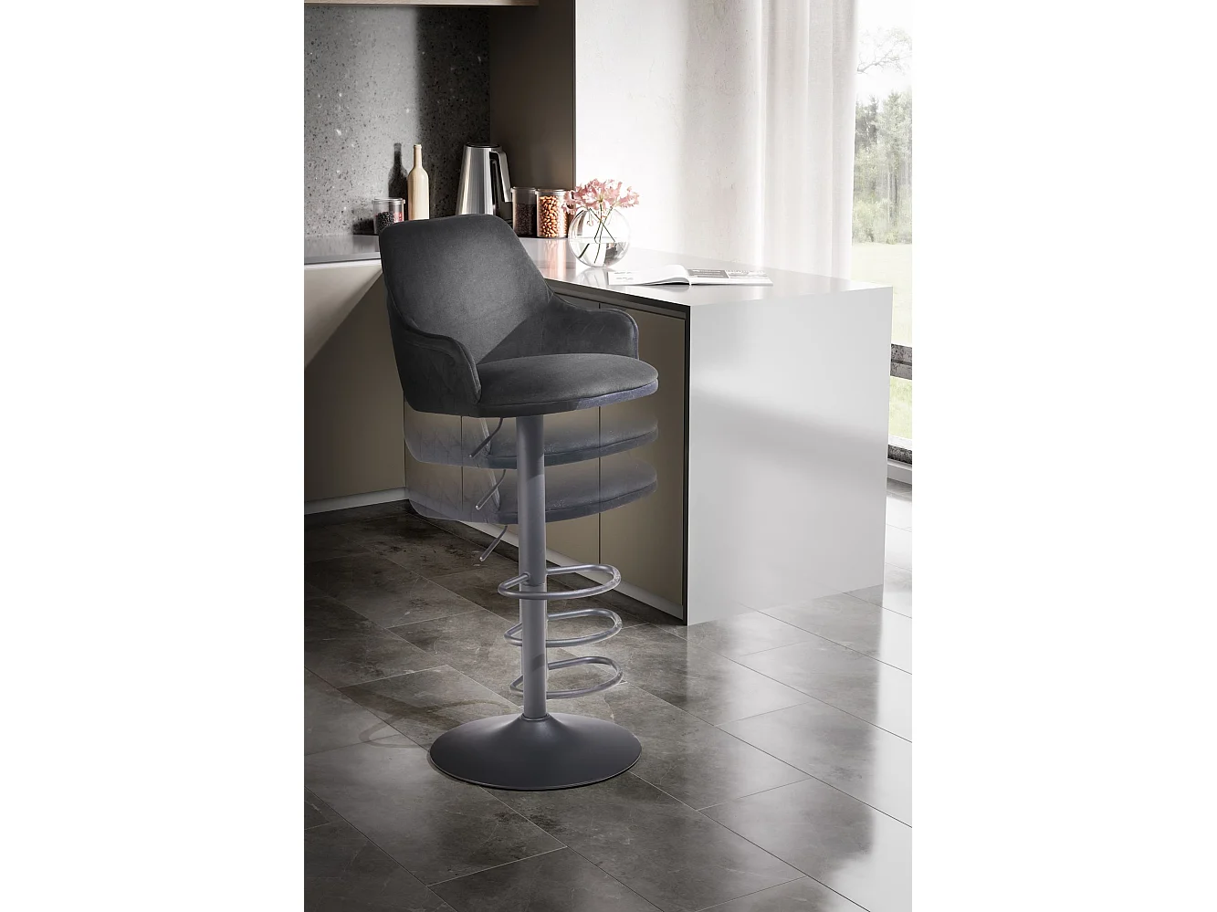 Sgabello da Bar Velluto Metallo Regolabile Sgabello da Cucina Tessuto