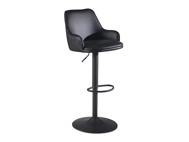 Tabouret de Bar Moderne Similicuir Chaise Fauteuil de Comptoir Noir