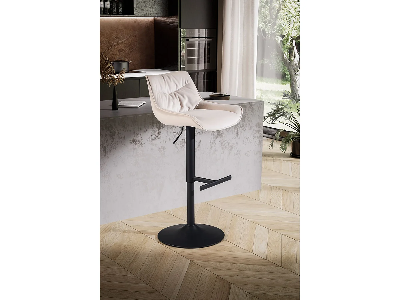 Sgabello da Bar Velluto Metallo Regolabile Sgabello da Cucina Tessuto