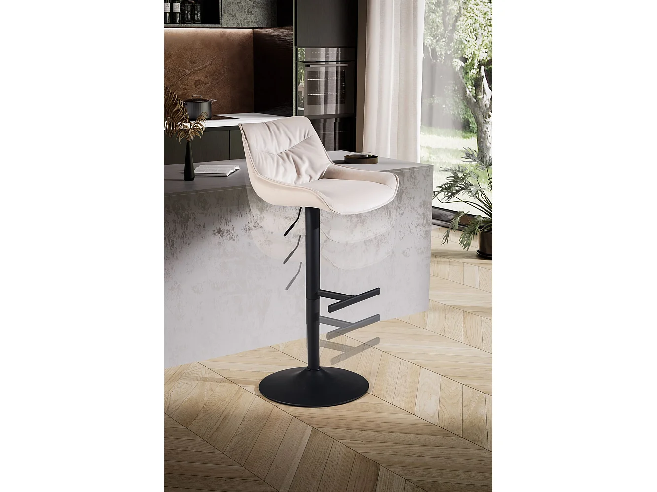 Sgabello da Bar Velluto Metallo Regolabile Sgabello da Cucina Tessuto