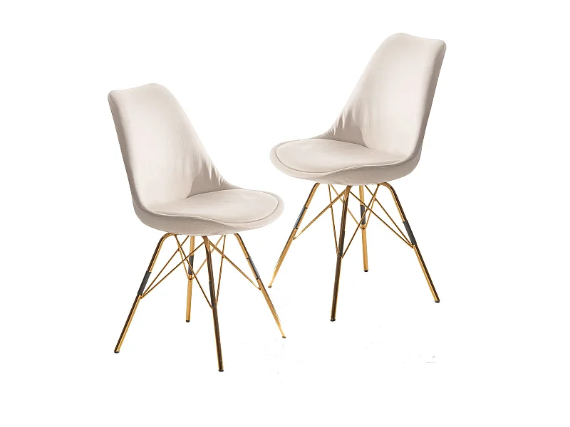 Sedie da pranzo Set di 2 Velluto Metallo Imbottito Scandinavo Cucina