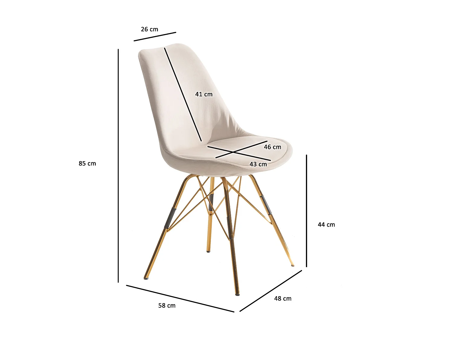 Sedie da pranzo Set di 2 Velluto Metallo Imbottito Scandinavo Cucina