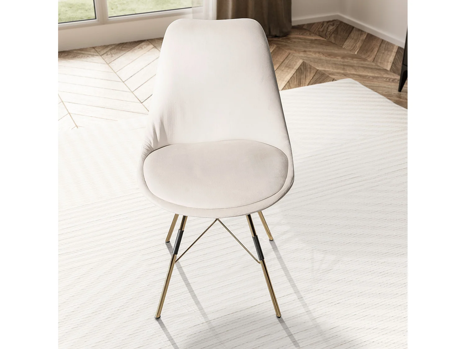 Sedie da pranzo Set di 2 Velluto Metallo Imbottito Scandinavo Cucina