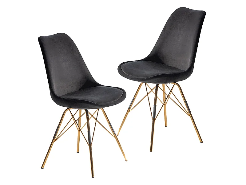 Sedie da pranzo Set di 2 Velluto Metallo Imbottito Scandinavo Cucina