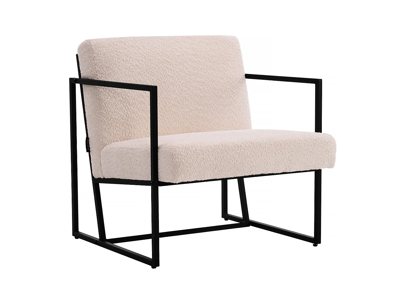 Fauteuil "Kennedy" en velours et métal - 73. 5 x 75.5 x 81 cm - Crème