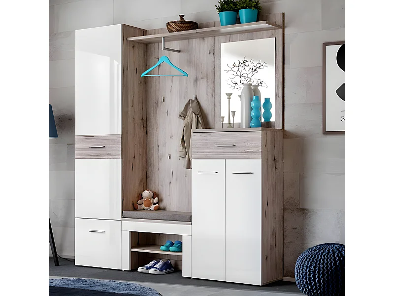 Ensemble Dressing "Gustavo VI" 200cm Naturel & Blanc