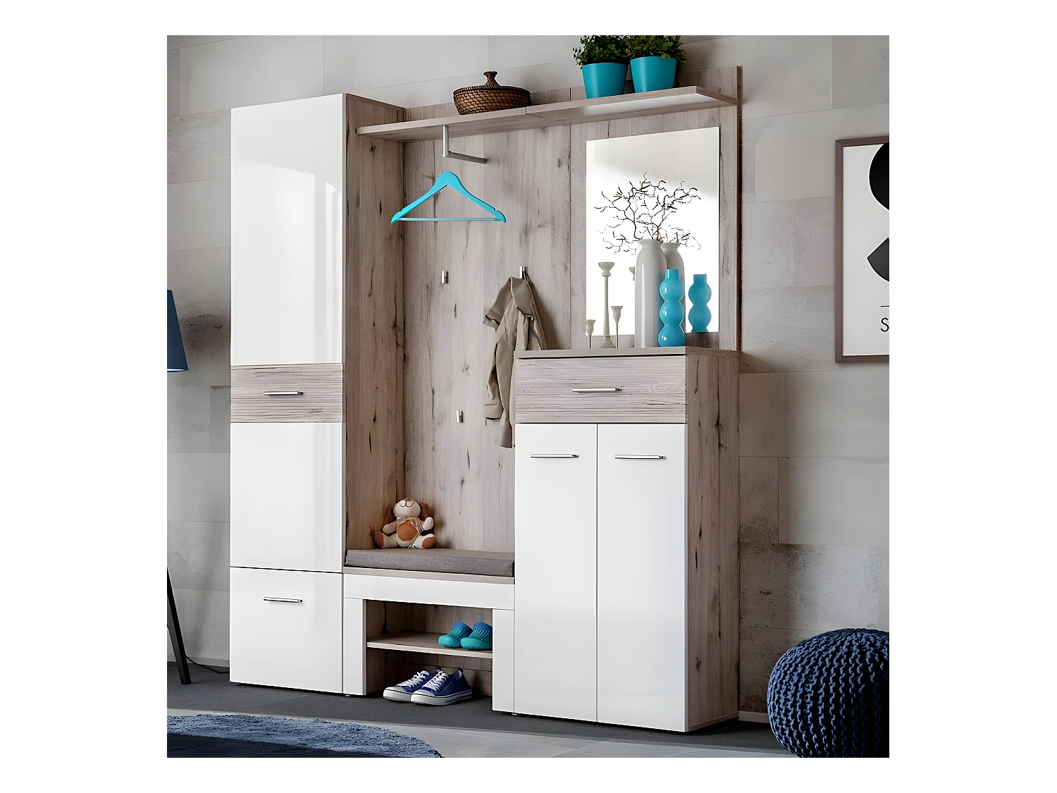 Ensemble Dressing "Gustavo VI" 200cm Naturel & Blanc