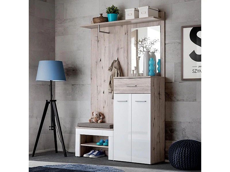 Ensemble Dressing "Gustavo VIII" 200cm Naturel & Blanc