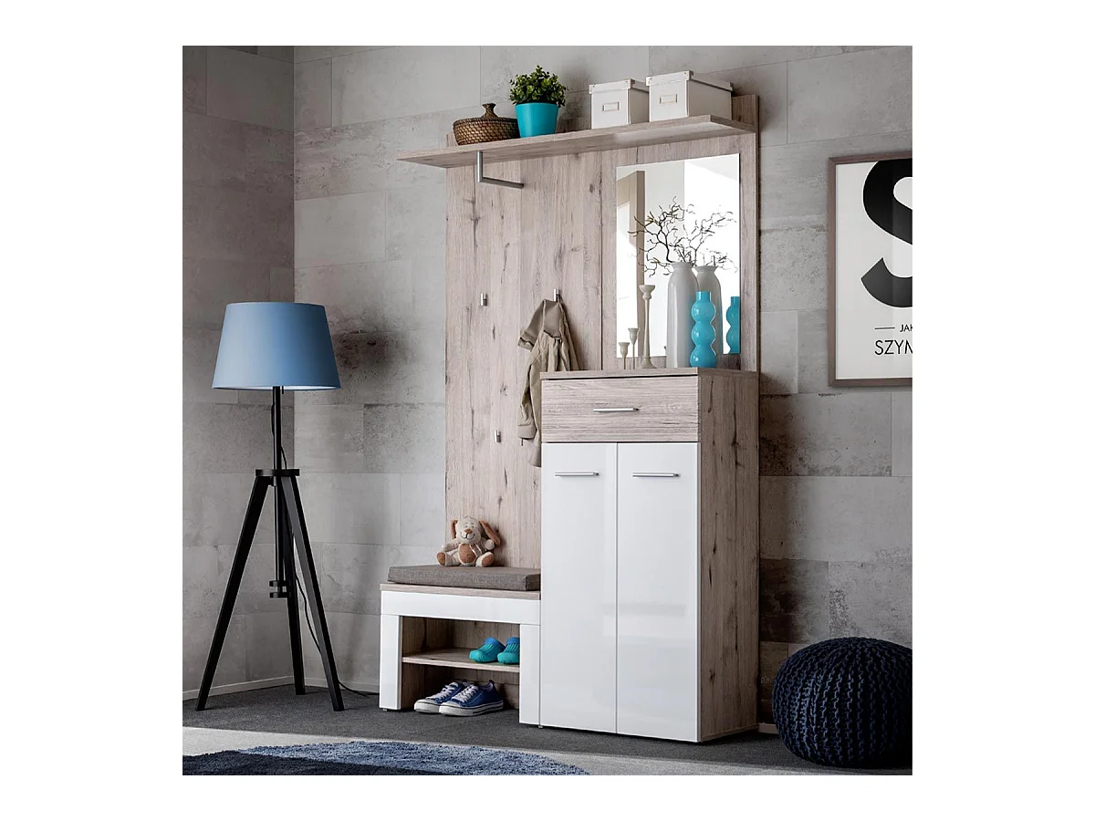Ensemble Dressing "Gustavo VIII" 200cm Naturel & Blanc