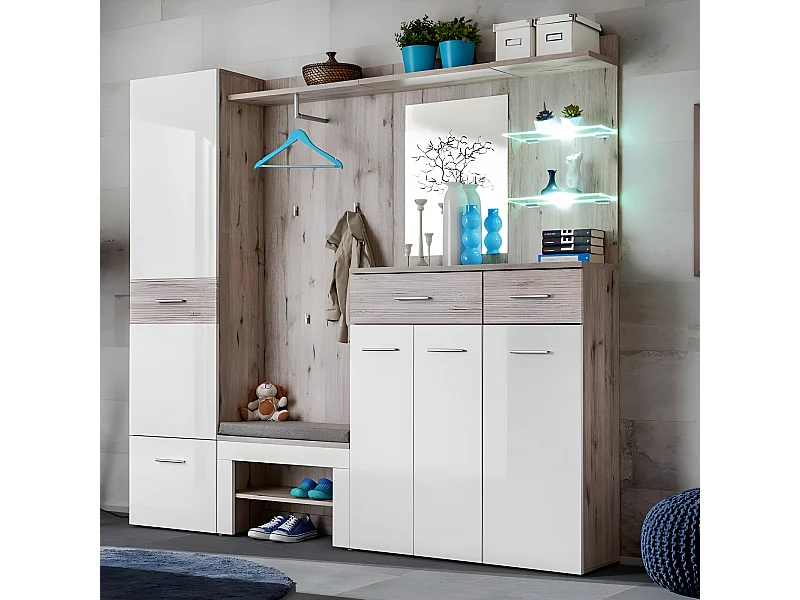 Ensemble Dressing "Gustavo IX" 210cm Naturel & Blanc