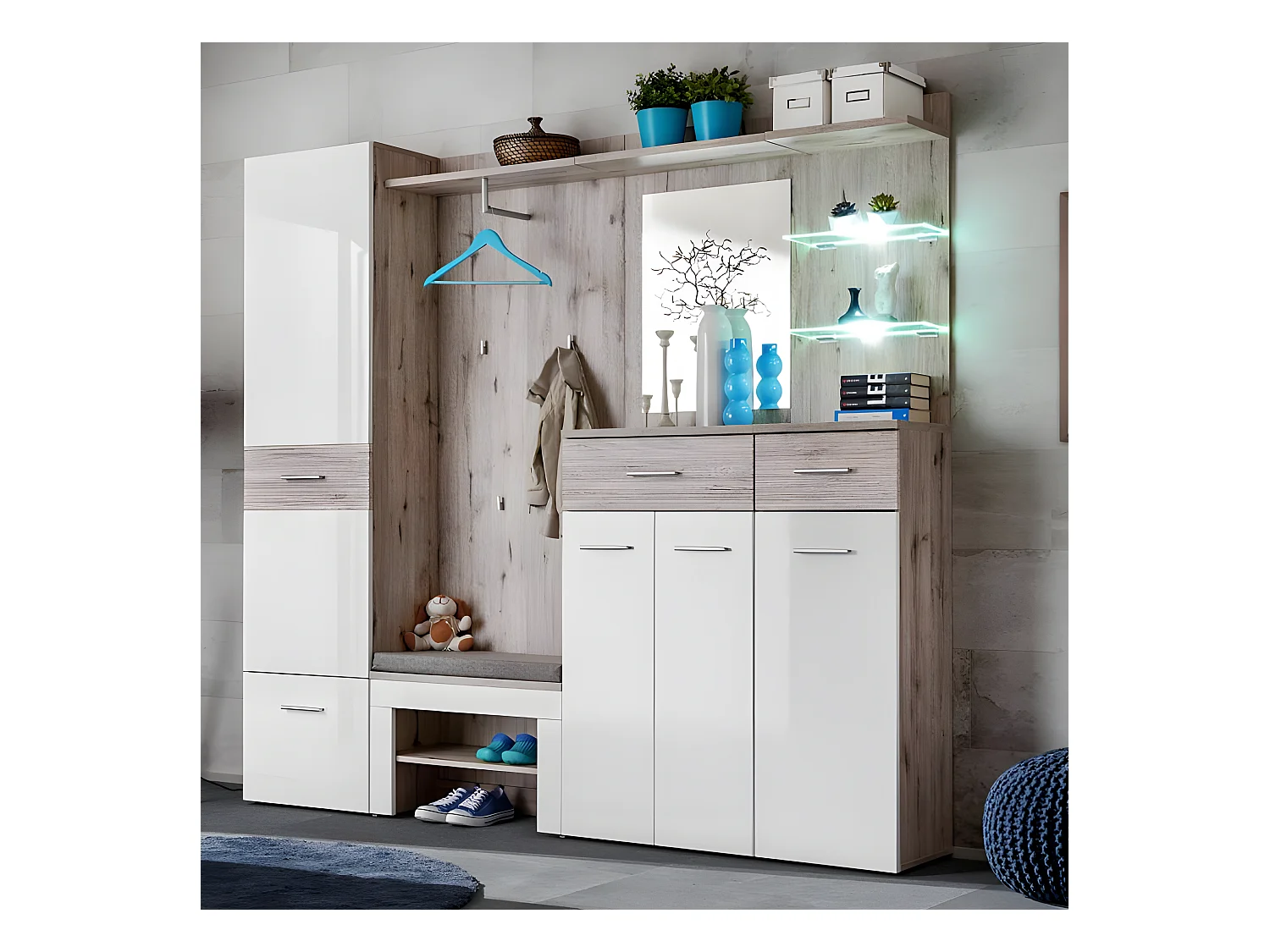 Ensemble Dressing "Gustavo IX" 210cm Naturel & Blanc