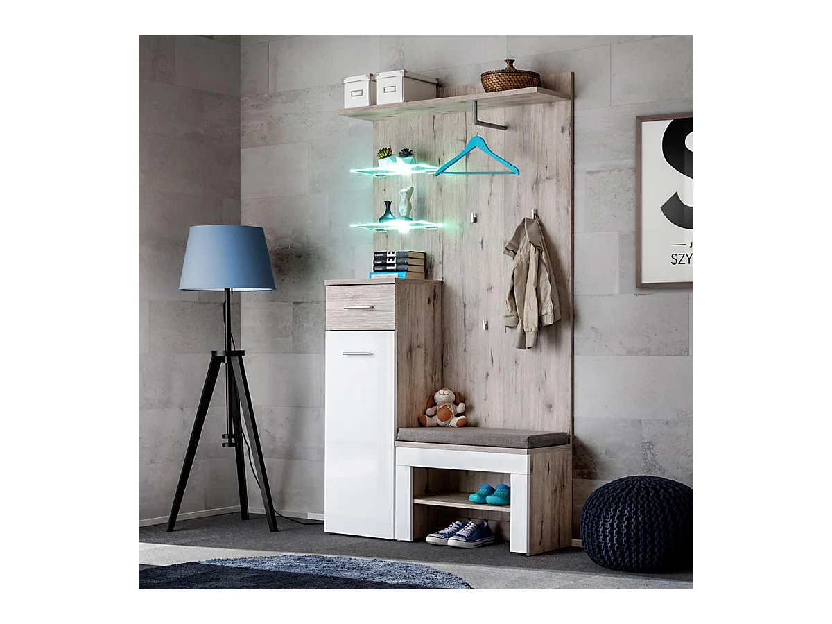 Ensemble Dressing "Gustavo VII" 200cm Naturel & Blanc