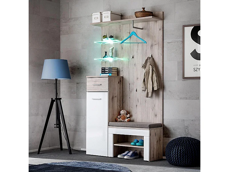 Ensemble Dressing "Gustavo VII" 200cm Naturel & Blanc