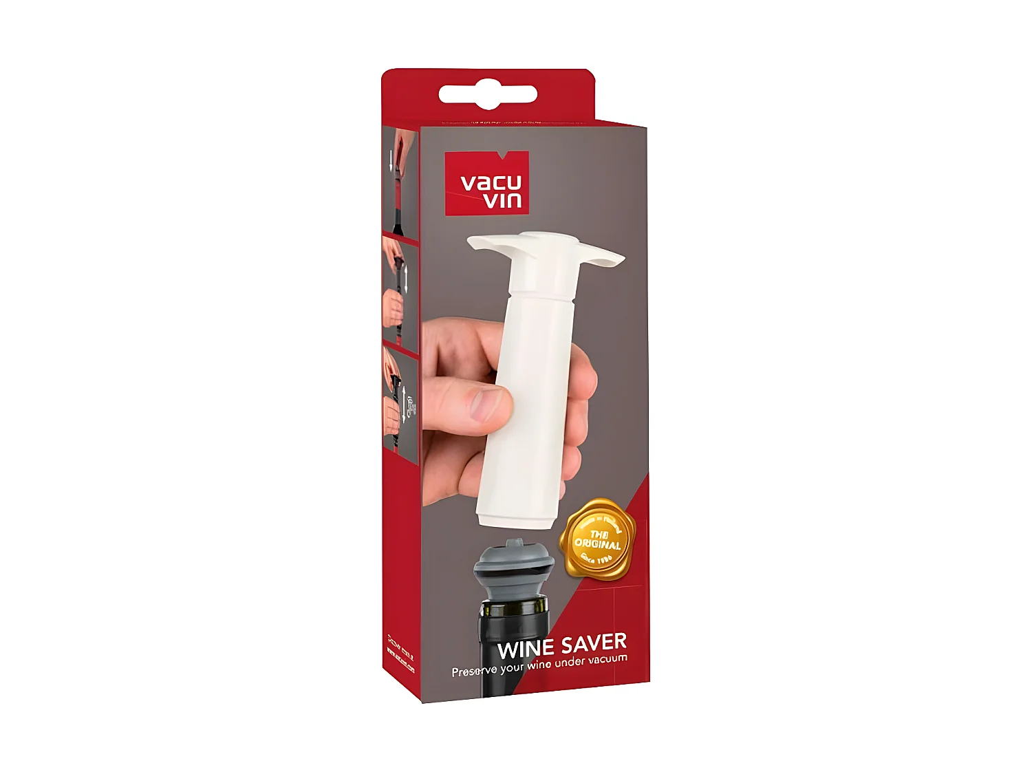 Pompe à vin blanche et 2 bouchons