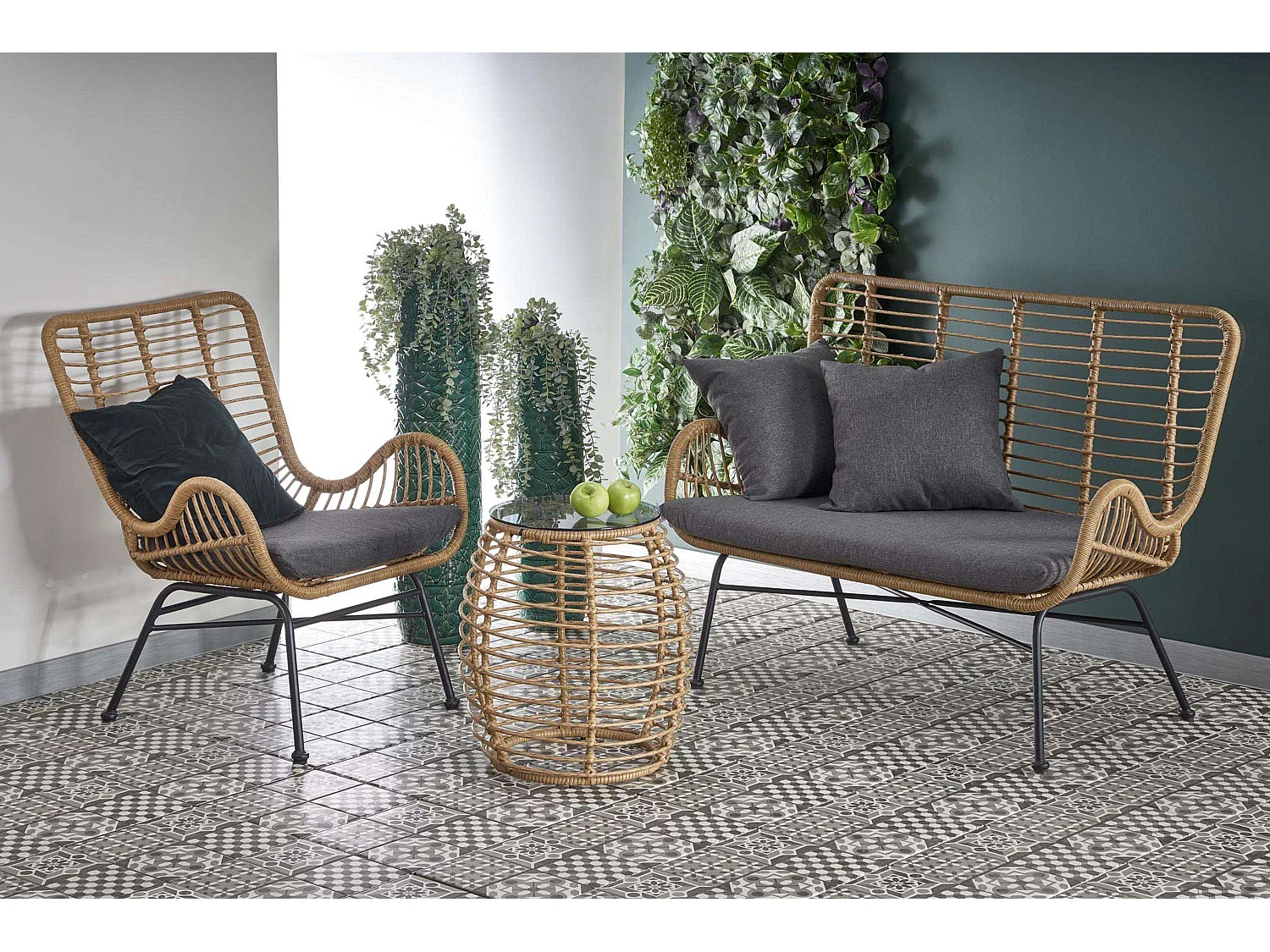 Gartensofa - Boho - braun/grau - ABLA