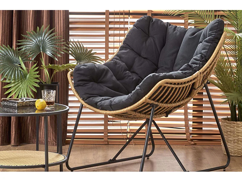 Sessel - Boho - beige/schwarz - BETTA