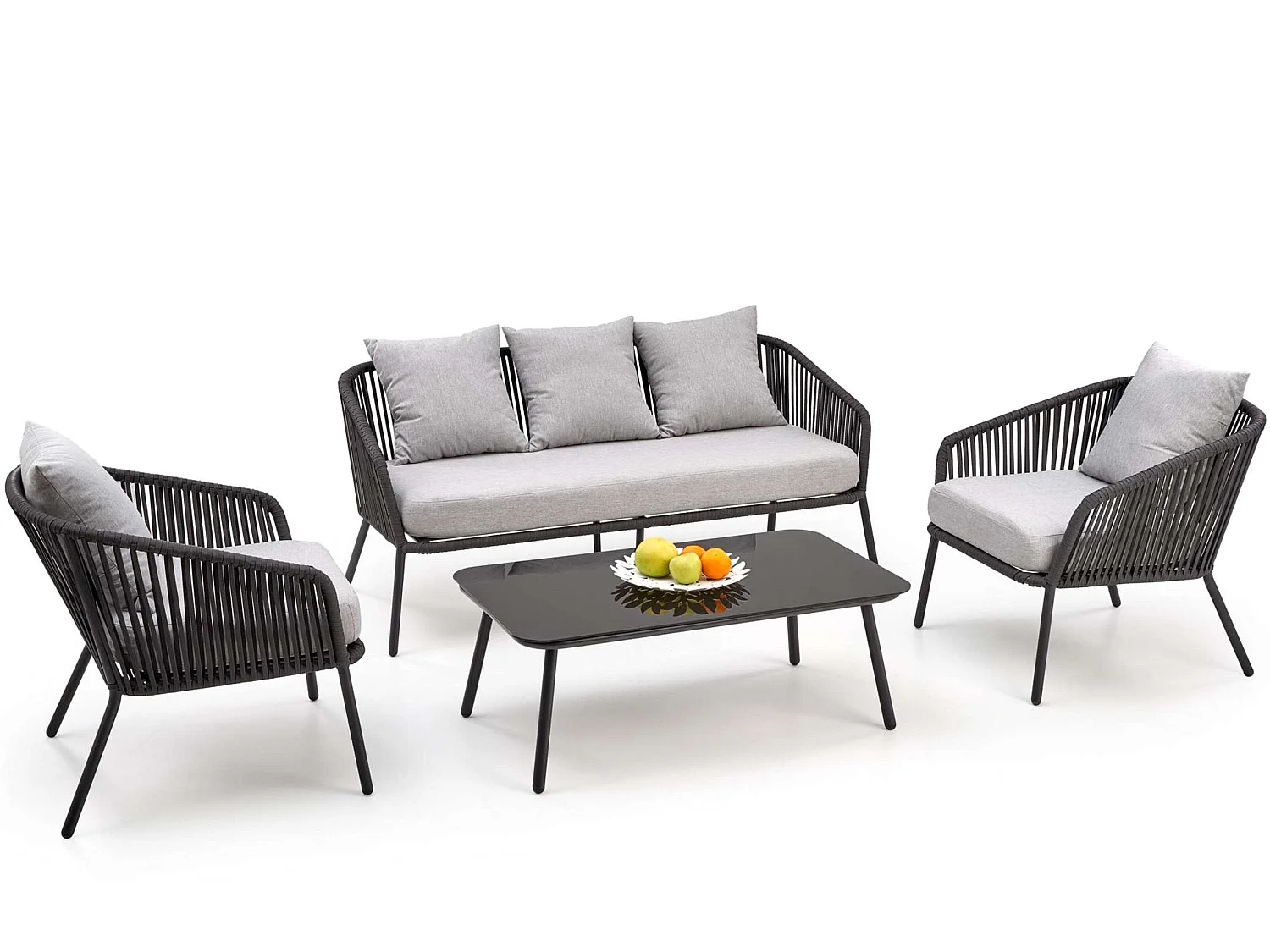 Gartengarnitur (2,1,1,1,st) - modern - dunkelgrau/hellgrau - BALANTIO