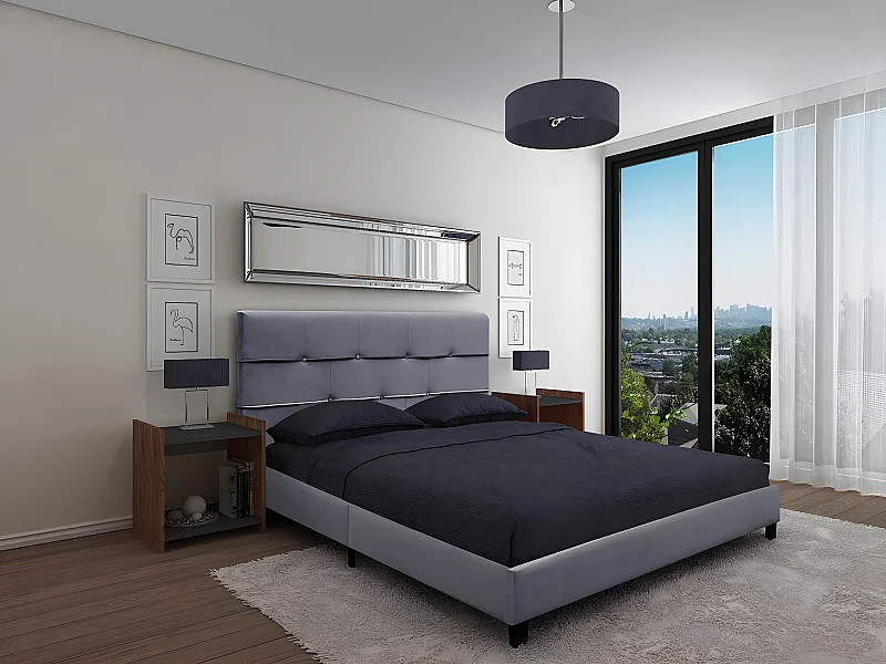 Cama de Casal Easy (Cinza)(195 x 160 cm)