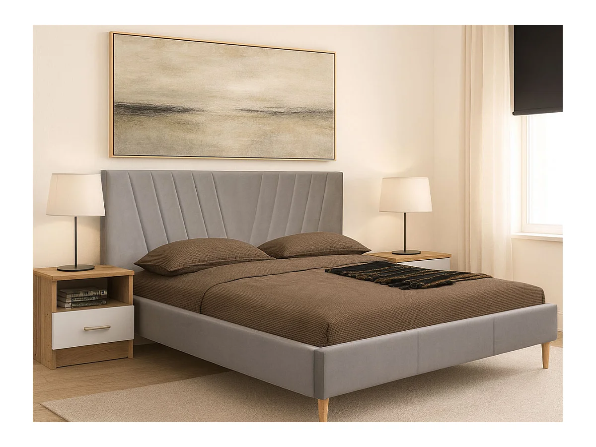 Cama de Casal Leafy (Cinza)(195 x 160 cm)