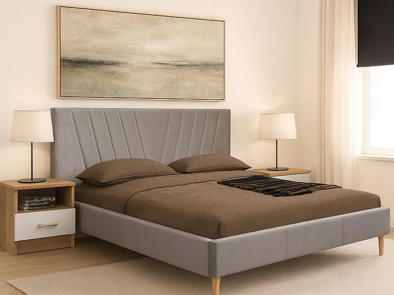 Cama de Casal Leafy (Cinza)(195 x 160 cm)