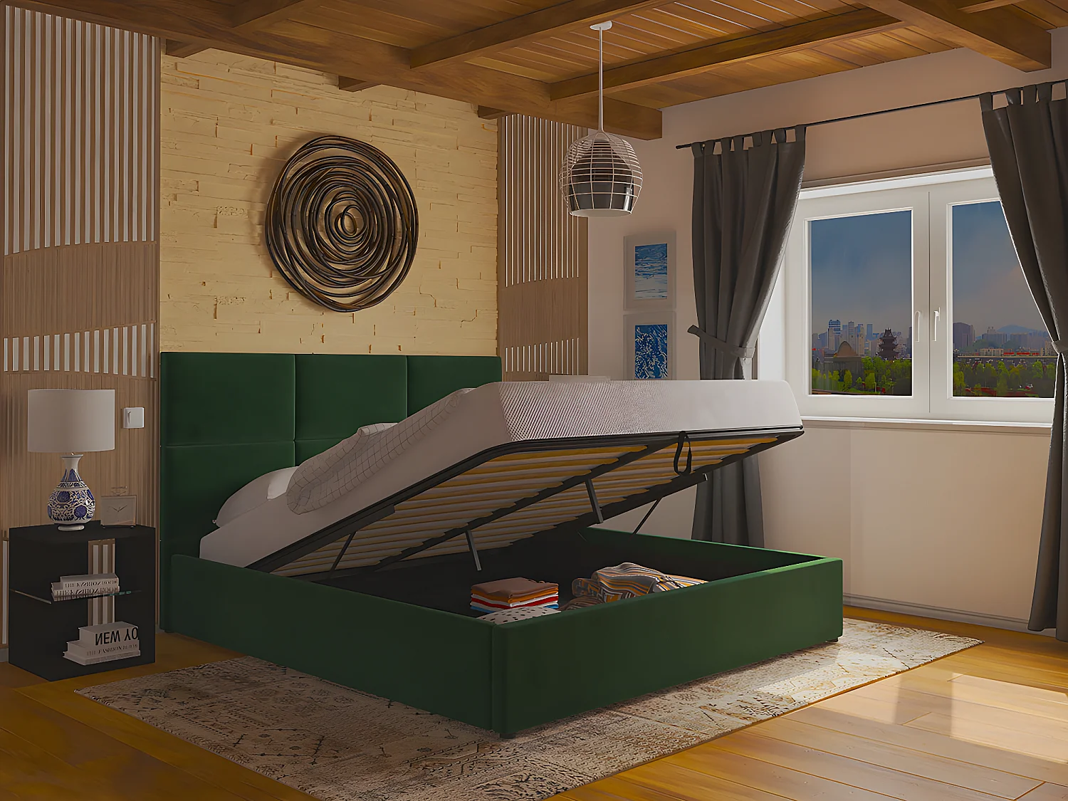 Cama de Casal Elegance Estrado Elevatório (Verde)(190×140 cm)