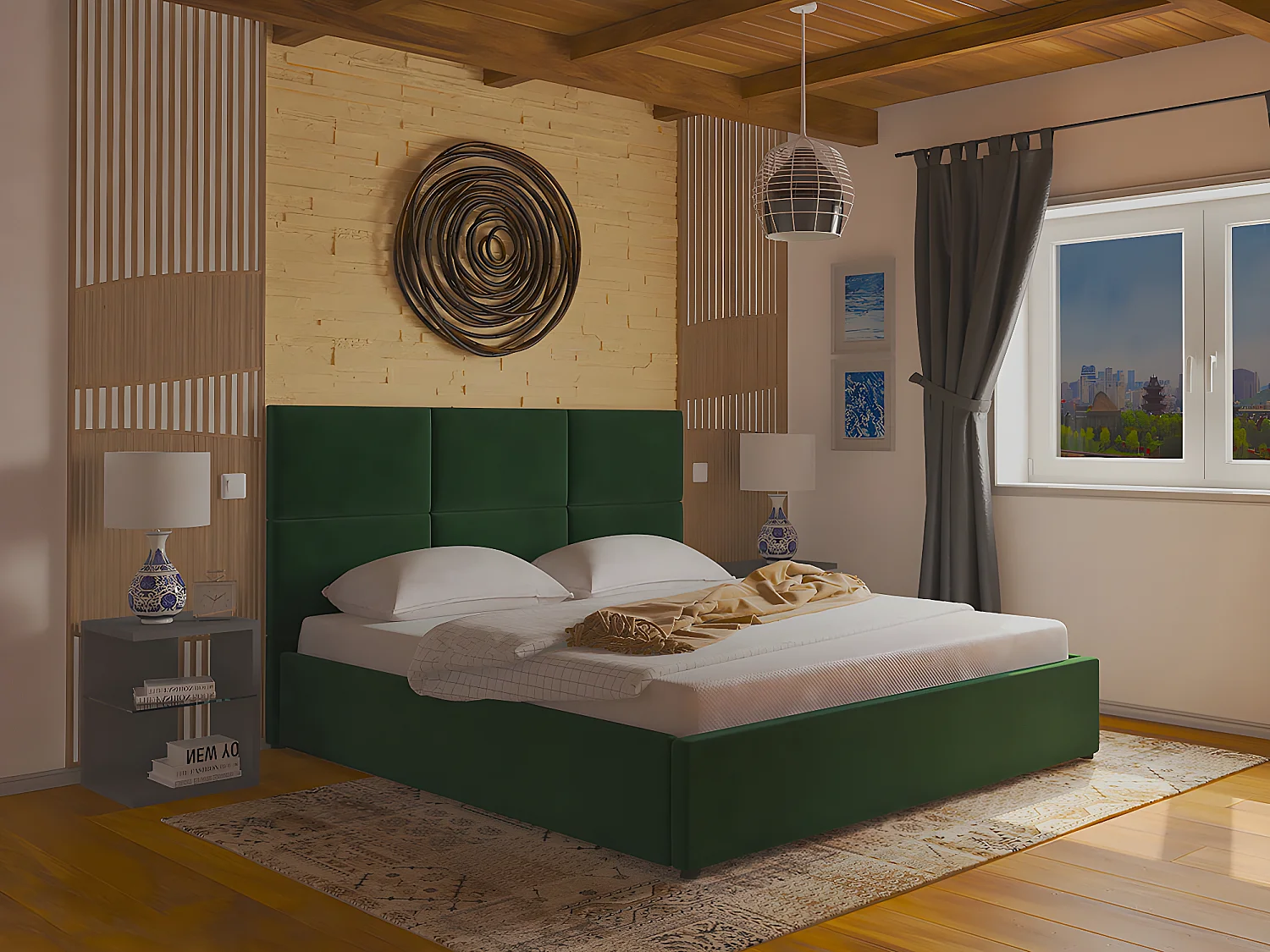 Cama de Casal Elegance Estrado Elevatório (Verde)(190×140 cm)