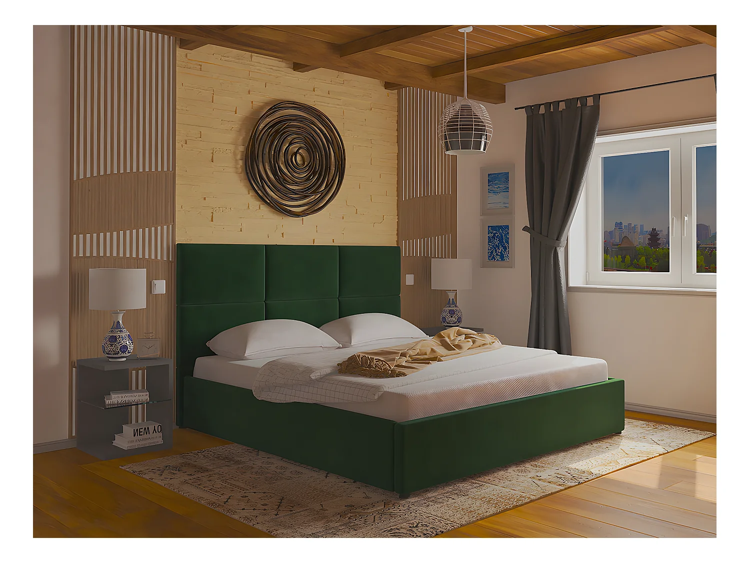 Cama de Casal Elegance Estrado Elevatório (Verde)(200×180 cm)