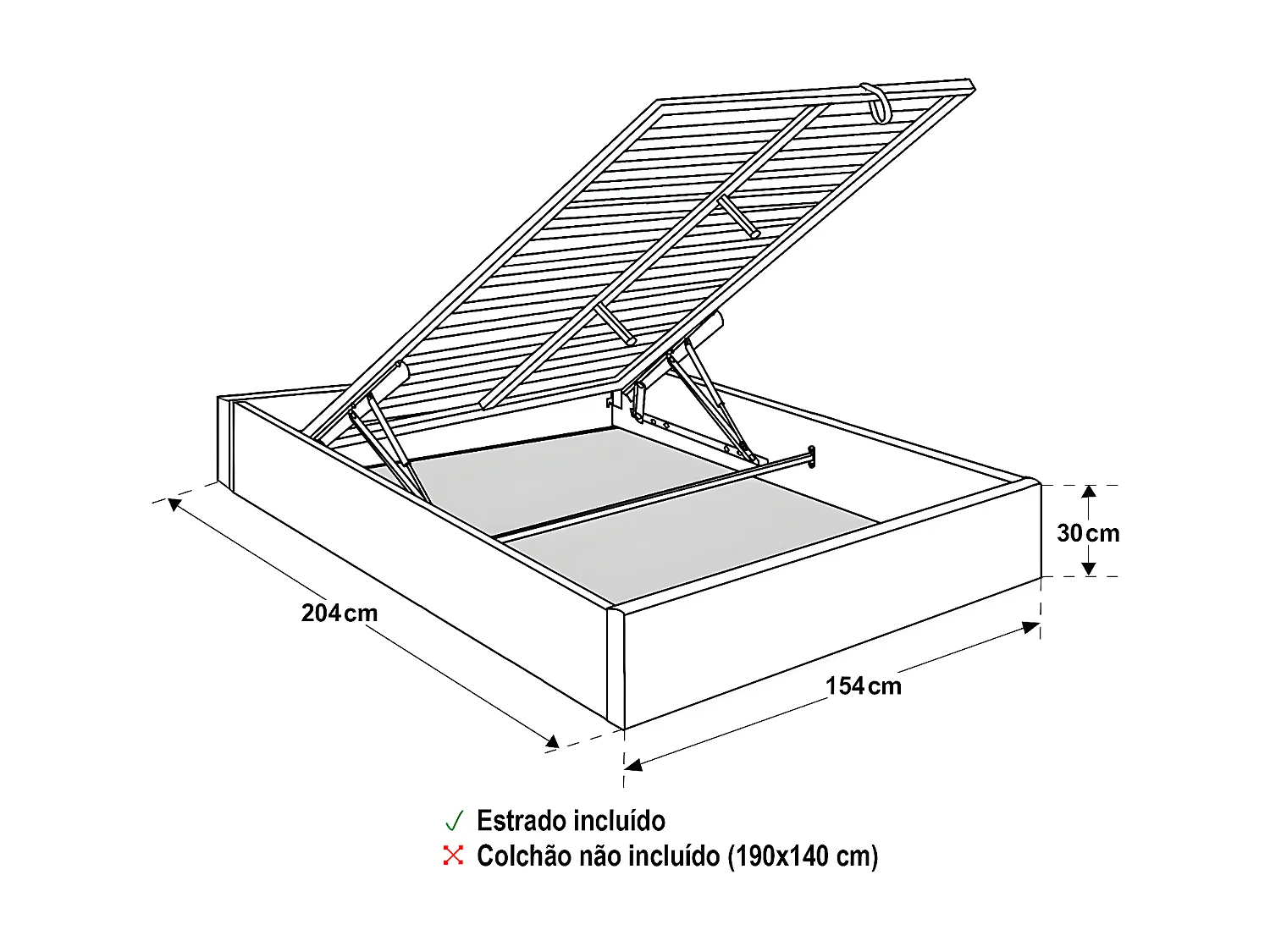Sommier Home com Estrado Elevatório (Branco)(190×140)