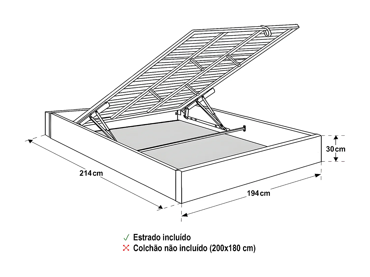 Sommier Home com Estrado Elevatório (Branco)(200×180)